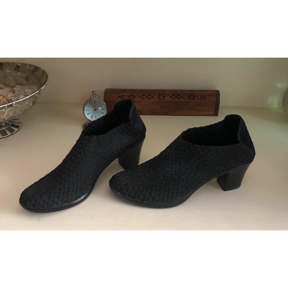 Woven Black Ankle Boots With Block Heel By White Mountain Women's Size 10 - Picture 2 of 10